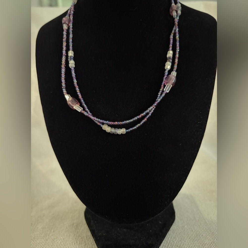 Purple Beaded Layered Necklace